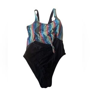 NWT Sports Illustrated Swim Black and Blue One-Piece in Size L